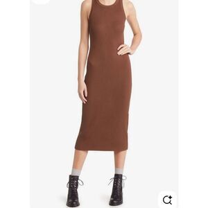 Madewell Slvls Ribbed Knit Midi Dress in Brown, Round Neck, NWOT, XL